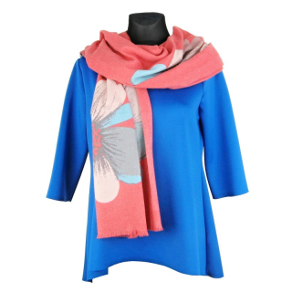 Dámská šála růžová s květy