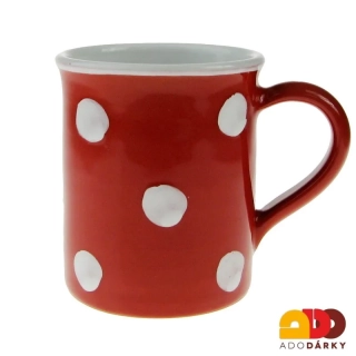 Hrnek červený s bílými puntíky 0,4 l