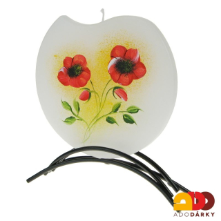 Svíčka 1 knot vlčí máky + kovový stojánek