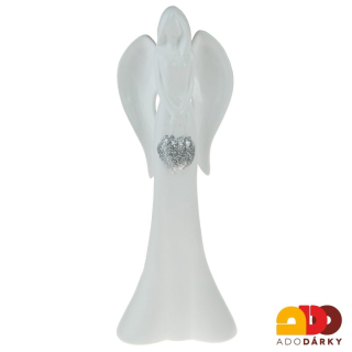 Anděl se stříbrným srdcem 35 cm