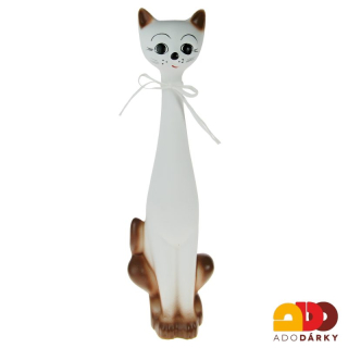 Pokladnička kočka vysoká hnědo-bílá 44 cm