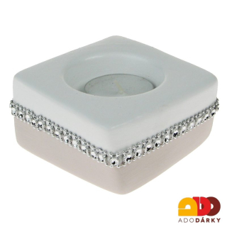 Svícen kostka růžový 9,5 x 4 cm