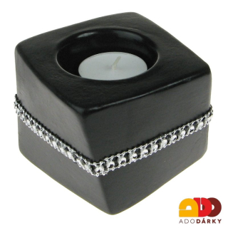 Svícen kostka černý 9,5 x 7 cm
