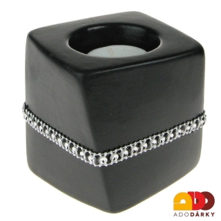 Svícen kostka černý 9,5 x 9 cm