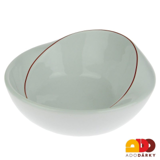 Nepravidelná porcelánová mísa s červeným lemem