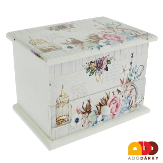Hrací šperkovnice s obrázkem květů 13 x 9 x 9,5 cm