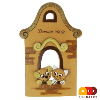 Dům s kočkou a psem "Domácí štěstí" 20,5 cm