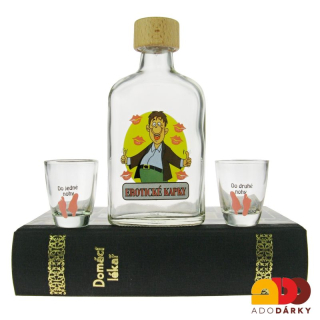 "Domácí lékař - Erotické kapky" 2 odlivky + láhev v KNIZE  0,2 l