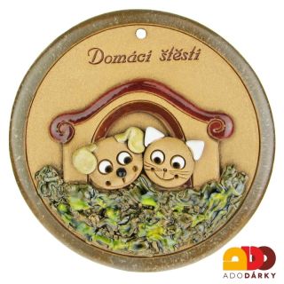Kolečko Pes a Kočka "Domácí štěstí" 14 cm