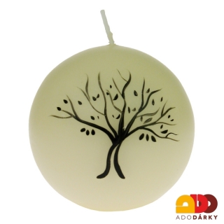 Svíčka koule - černý strom ø 8 cm