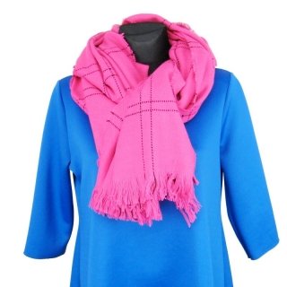 Dámská šála růžová károvaná