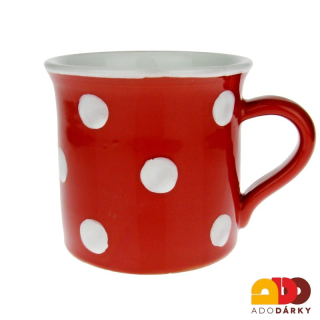 Hrnek červený s bílými puntíky 0,6 l