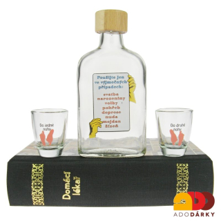 "Domácí lékař - Použijte jen ve výjimečných případech" 2 odlivky + láhev v KNIZE  0,2 l