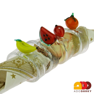 Sada čtyř skleněných kroužků na ubrousky Ovoce - varianta II.