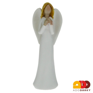 Anděl hladký bílý modlící se 10 cm