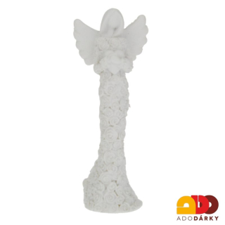 Anděl v květovaných šatech se srdcem 15 cm