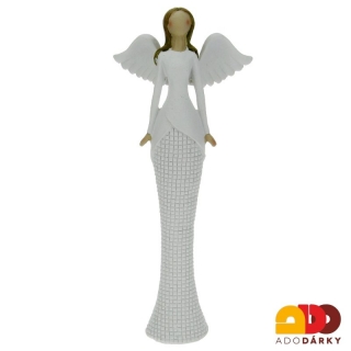 Anděl v bílých šatech vysoký 31,5 cm