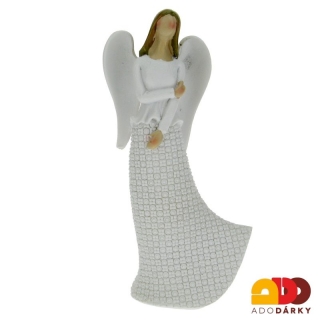 Tančící anděl ve vzorovaných šatech 19 cm