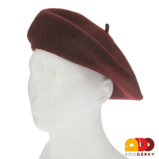 Vlněný baret vínový