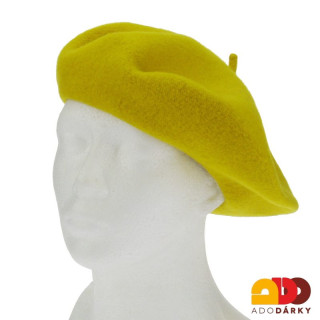 Vlněný baret žlutý