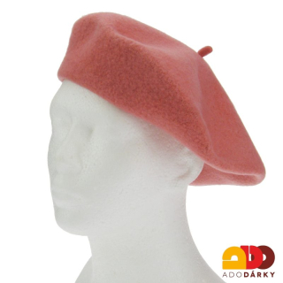 Vlněný baret lososový var. 2