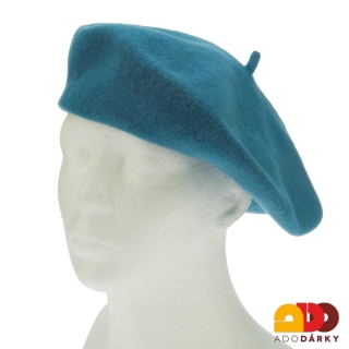 Vlněný baret petrolejový
