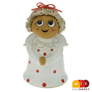 Zvonek anděl s mašličkou 11,5 cm