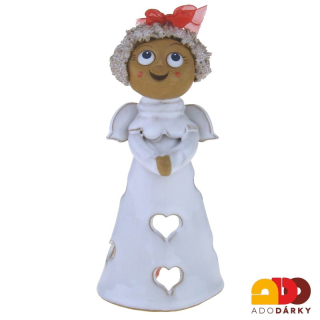 Zvonek anděl se srdíčkama 16 cm