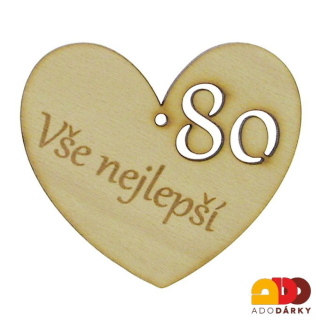 Přání Srdce Vše nejlepší 80 let
