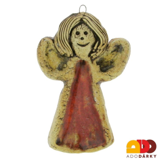 Keramický anděl na zeď červený 13 cm
