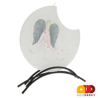 Ručně malovaná svíčka Andělská křídla růžová 17 cm