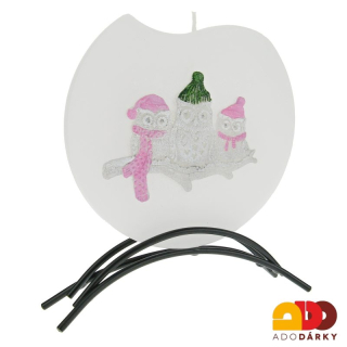 Ručně malovaná svíčka Sovy 17 cm