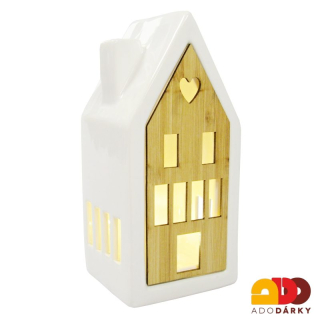 Svítící porcelánový domeček, LED 19 cm