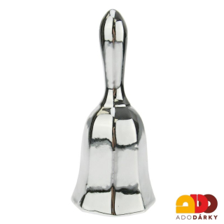 Zvonek z porcelánu stříbrné barvy 15 cm