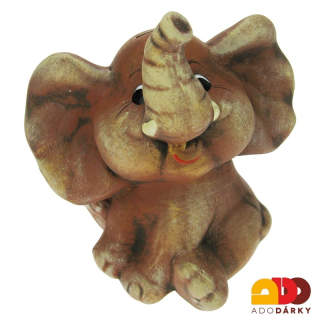 Pokladnička slon střední hnědý 26 cm