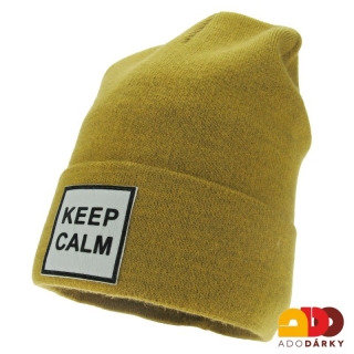Zimní čepice písková KEEP CALM