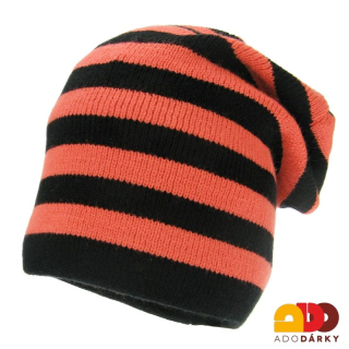 Pruhovaná zimní pletená čepice