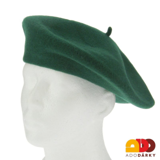 Vlněný baret tmavě zelený