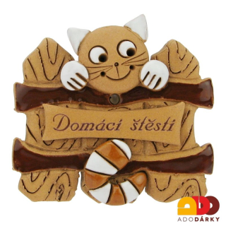Plot s kočkou s bílohnědým ocasem "Domácí štěstí" 9 cm