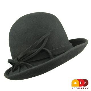 Čený plstěný klobouk s ozdobnou mašlí