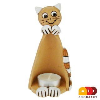 Svícen kočka s pruhovaným ocasem 15 cm