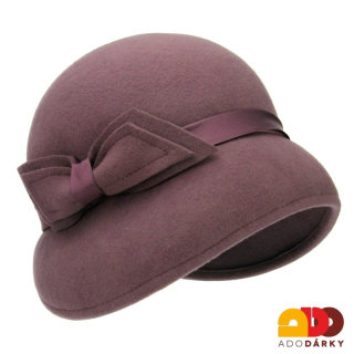 Starorůžový plstěný klobouk s mašlí