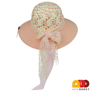 Dámský letní klobouk s růžovou mašlí