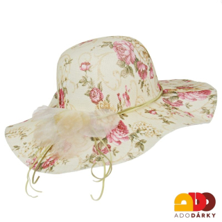 Dámský letní klobouk smetanový s růžemi