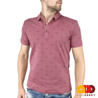 Pánská polokošile krátký rukáv vínová s drobným vzorem