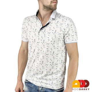 Pánská polokošile krátký rukáv bílá s lodičkami