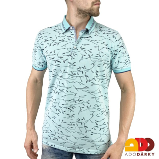 Pánská polokošile krátký rukáv modrá s větvičkami