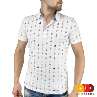 Pánská polokošile krátký rukáv bílá s námořnickými motivy