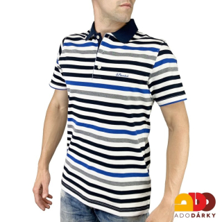 Pánská polokošile krátký rukáv pruhovaná bílo modro černo šedá