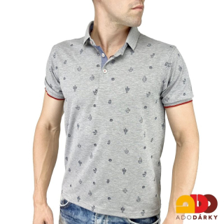 Pánská polokošile krátký rukáv šedá s kaktusy
